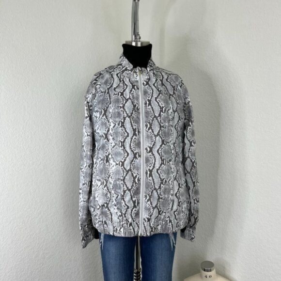 Joe Fresh Python Snake Print Wind Breaker Bomber Jacket - Picture 2 of 9